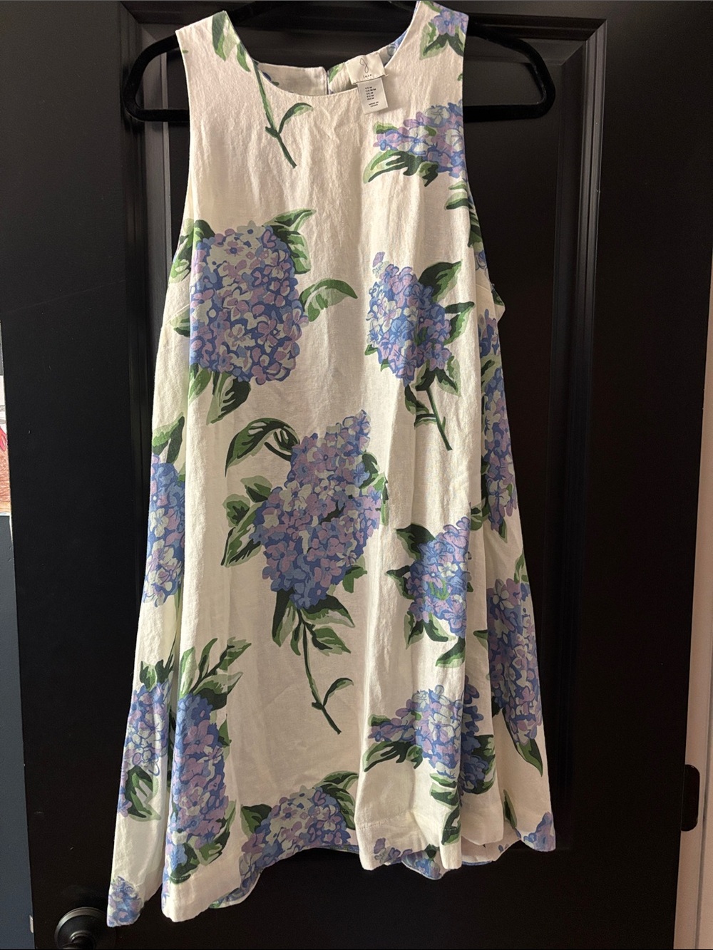 Joie White Midi Dress with Blue Hydrangea Print
